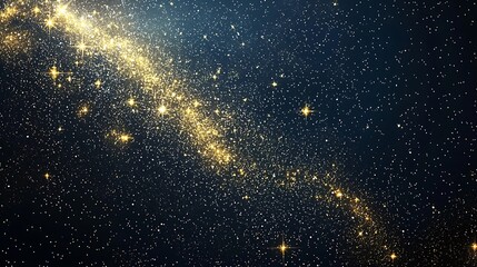 An abstract night sky shimmers with glitter and scattered stars, a celestial dance.