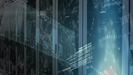 Animating digital data and graphs over abstract technological background - Powered by Adobe