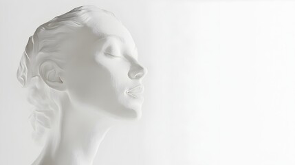 Ethereal Serene Feminine Portrait on Minimalist White Background
