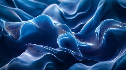 Obraz premium An abstract digital art piece of blue wavy lines, reflecting a modern, fluid design.