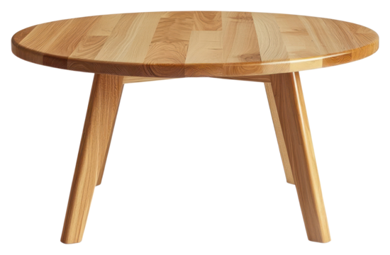 PNG Elegant round wooden coffee table