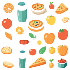 Collection of food, vector illustration.