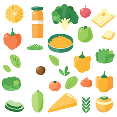 Collection of food, vector illustration.