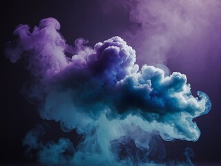 Colorful smoke clouds in shades of blue and purple.