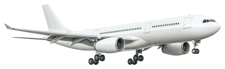 Obraz premium PNG Modern white commercial passenger airplane
