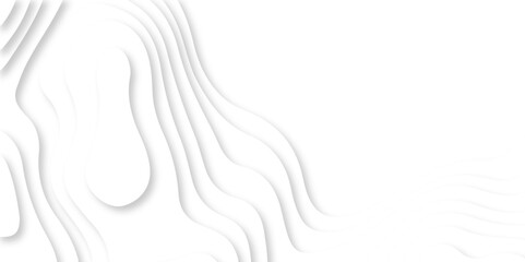Abstract luxury white modern 3d papercut, topography map circle and wave line smooth multilayer pattern. vector white art papercut design Topographic geometric map relief texture with curved layers.