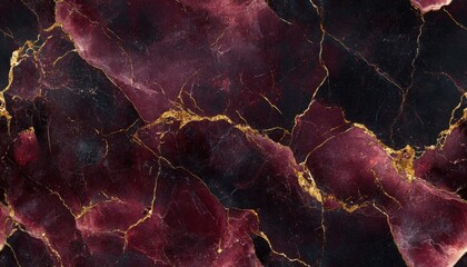 Seamless marble pattern in rich burgundy with gold veins, [Abstract Background Marble], [Regal and bold]