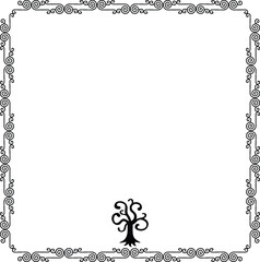 Square Frame - Celtic Curved Lines Border - Tree Silhouette