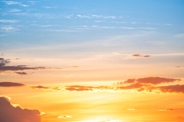 Beautiful , luxury soft gradient orange gold clouds and sunlight on the blue sky perfect for the background, take in everning,Twilight, Large size, high definition landscape photo