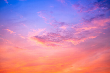 Beautiful , luxury soft gradient orange gold clouds and sunlight on the blue sky perfect for the background, take in everning,Twilight, Large size, high definition landscape photo