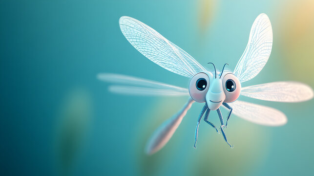 Cerulean Dragonfly Soaring in Nature