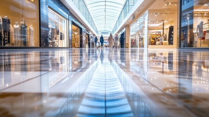 Fototapeta premium Modern shopping mall with polished floors and skylights