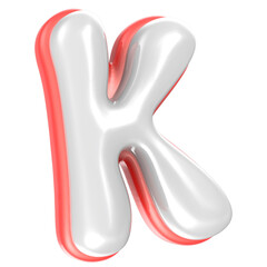 K Font Red And White 3D Rendering