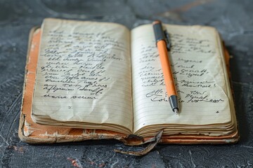 A detailed shot of a notebook open to a page of handwritten notes