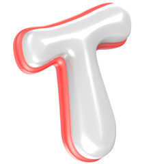 T Font Red And White 3D Rendering