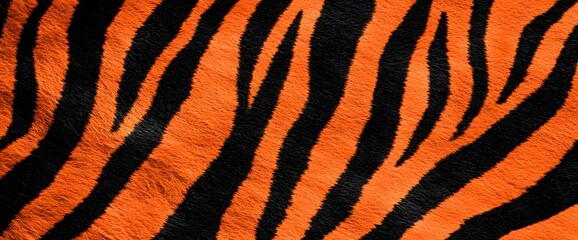 Fototapeta premium Close-up of orange and black striped fabric with textured surface.