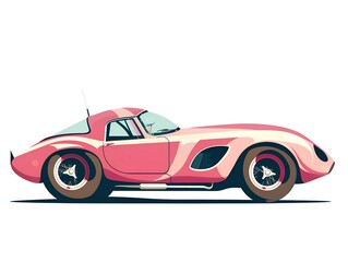 retro sport car illustration clipart isolated on white. AI generated