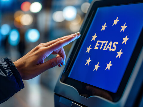 A Touch Away from Europe. ETIAS Digital Application. European Travel Information and Authorisation System Concept Image.