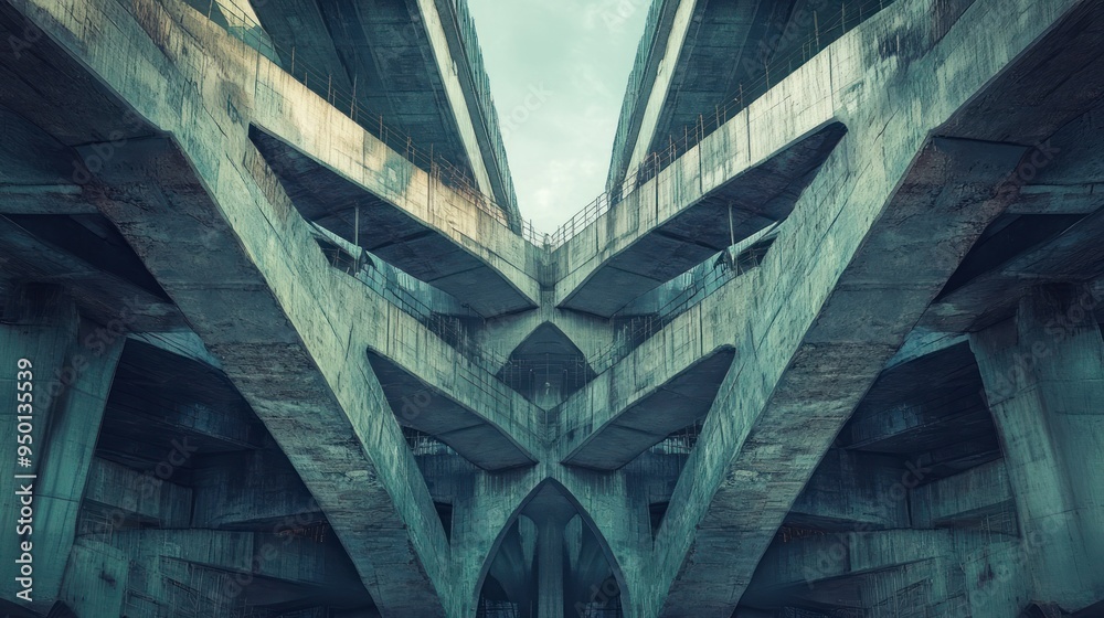 Aufkleber Concrete Bridge Structure with Abstract Pattern