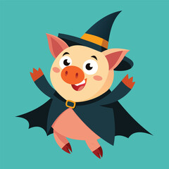 cute pig use halloween costume vector isolated