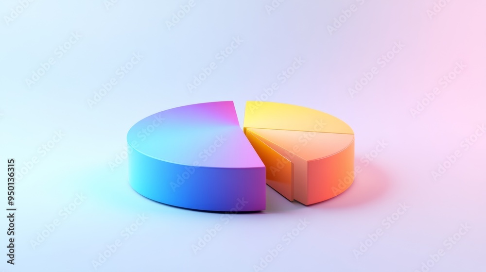 Leinwandbilder a detailed 3d pie chart with shadows and depth, showcasing different data segments in vibrant colors