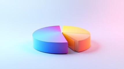 A detailed 3D pie chart with shadows and depth, showcasing different data segments in vibrant colors on a clean, minimalistic background.