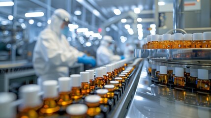 Workers on a pharmaceutical manufacturing