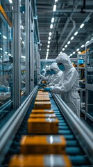 Workers on a pharmaceutical manufacturing