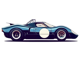 retro sport car illustration clipart isolated on white. AI generated