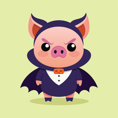 cute pig use halloween costume vector isolated