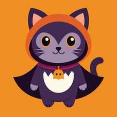 cute cat use halloween costume vector isolated