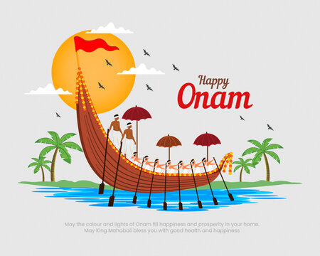 snakeboat race in onam celebration festival of South India Kerala