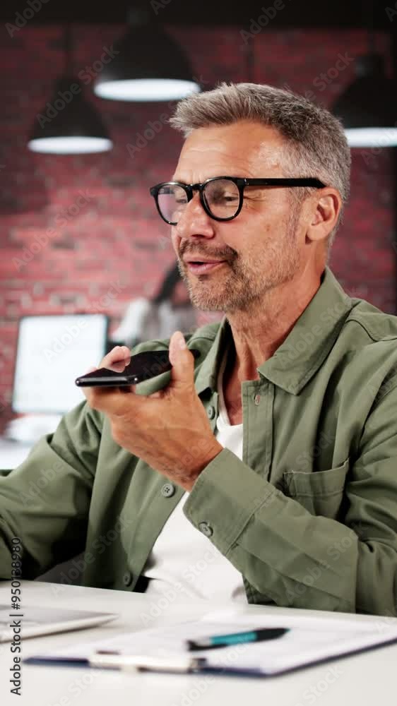 Poster man calls using smart phone