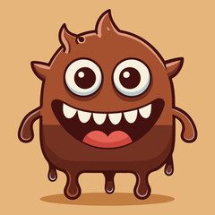 Chocolate Monster Playful Vector Design with Drips and Bite Marks