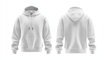 Plain White Hoodie Mockup with Front and Back Views for Product Display