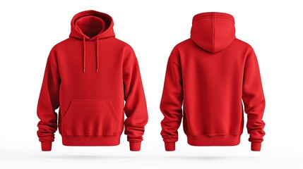 Red Hoodie Front and Back View for Mockup Template