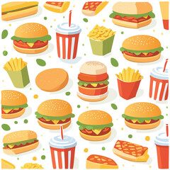 Collection of fast food. vector illustration.