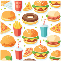 Collection of fast food. vector illustration.