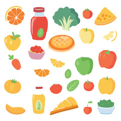 Collection of fast food. vector illustration.