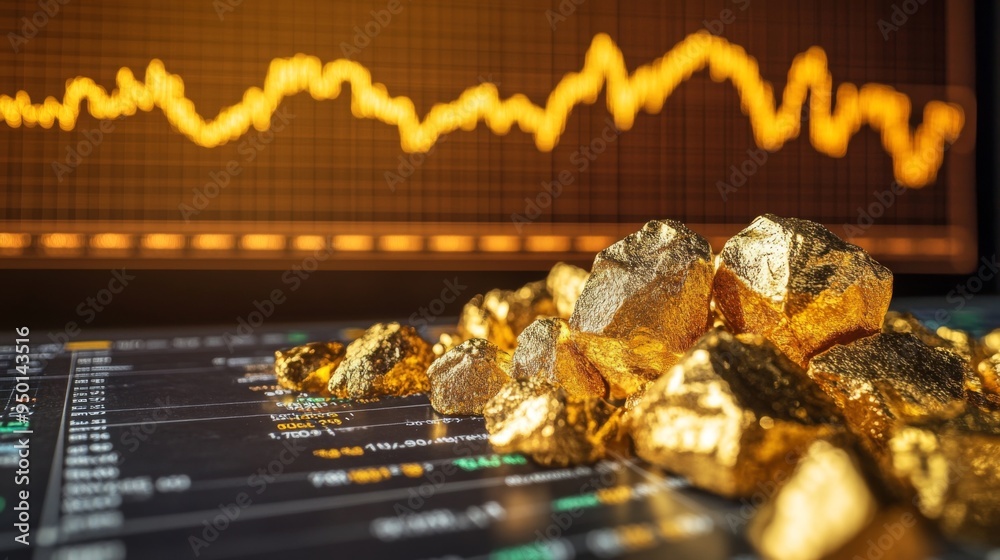Leinwandbilder a detailed view of a gold chart with historical data and future projections, displayed on a high-res