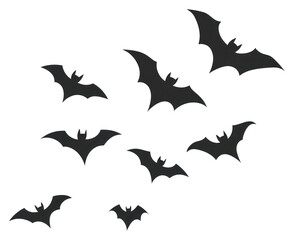 Fototapeta premium PNG Flying bats silhouette Halloween illustration