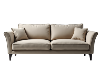 Fabric Sofa Front View | Isolated on Transparent Background