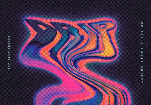 Melting Halftone Text Effect Mockup