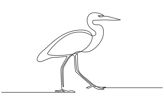 recommend clip art: One continuous line drawing of adorable heron bird concept for conservation icon