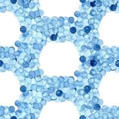 Watercolor pattern in polka dot style. Blue balls isolated on a white background. Handicraft. Print for your decor. Cute ornament.