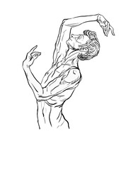 Elegant guy, black and white decorative, dancer guy and aesthetics of male sophistication