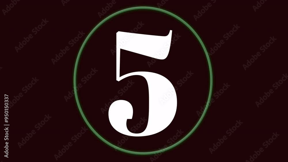 Canvas Prints Countdown numbers animation inside green circle on dark background