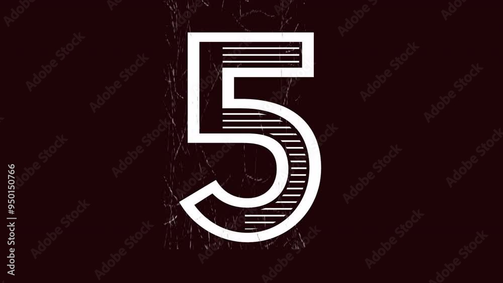 Poster countdown numbers with glitch effects animation on dark background