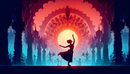 scenic view of a silhouette of a classical dancer performing in a theatre