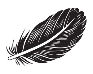Obraz premium Detailed Black and White Feather Sketch in Vintage Woodcut Style Vector Illustration